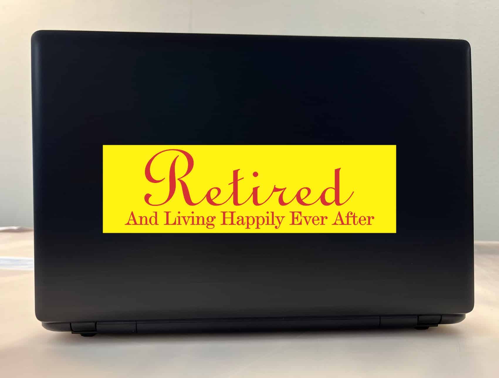 10in x 3in Retired Living Happily Ever After Bumper Sticker Deca - Image 3