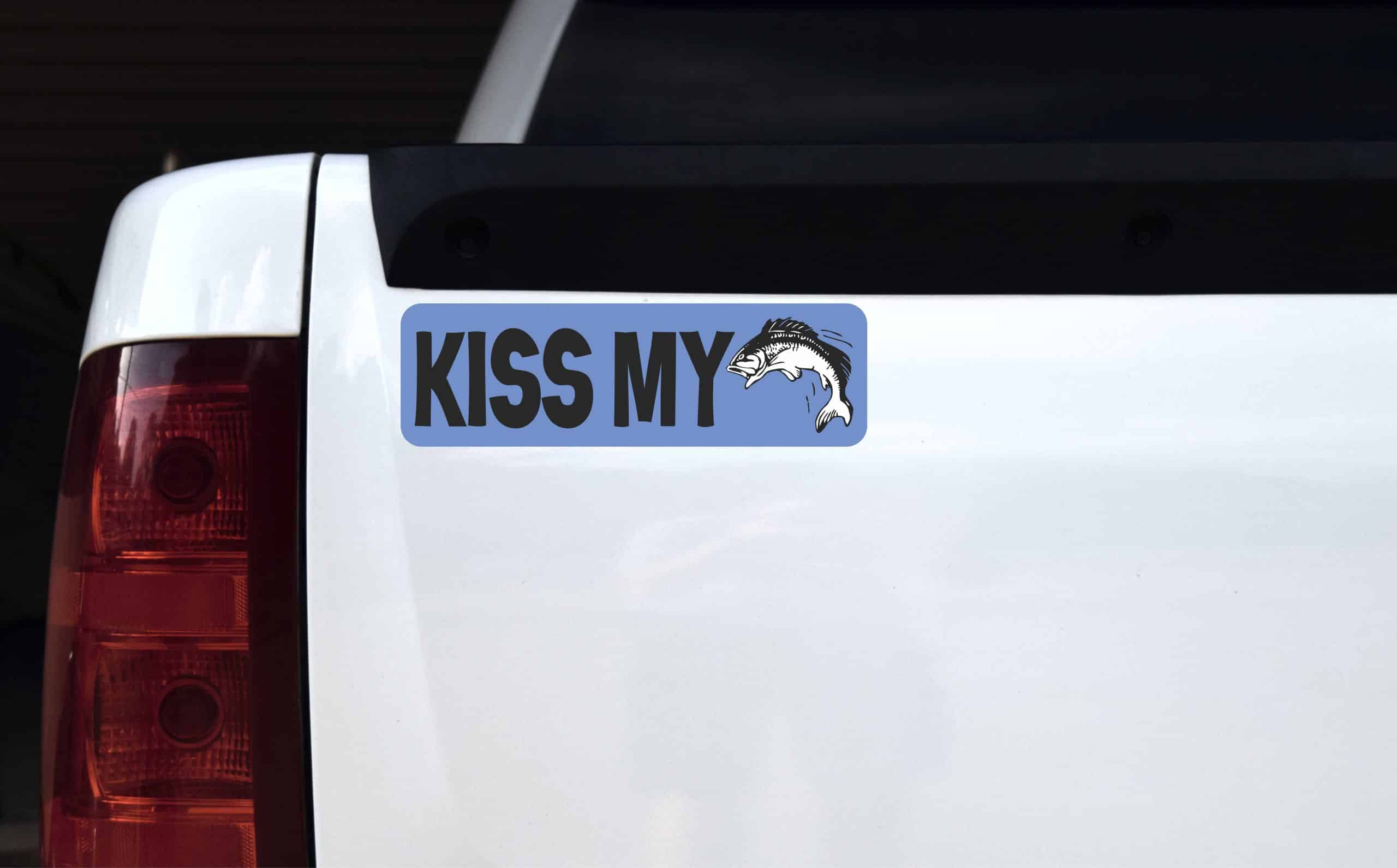 10in x 3in Kiss My Bass Fish Bumper magnet Vinyl Car magnetic m