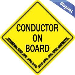 Alternative view of StickerTalk Train Conductor On Board Magnet, 5 inches by 5 inche