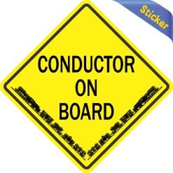 Alternative view of 5in x 5in Train Conductor On Board Sticker