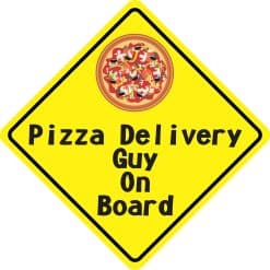 6in x 6in Pizza Delivery Guy On Board Sticker