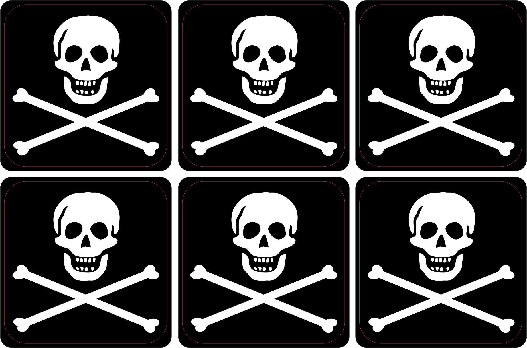 StickerTalk Jolly Roger Pirate Flag Vinyl Stickers, 1 sheet of 6 stickers,  2 inches by 2 inches each