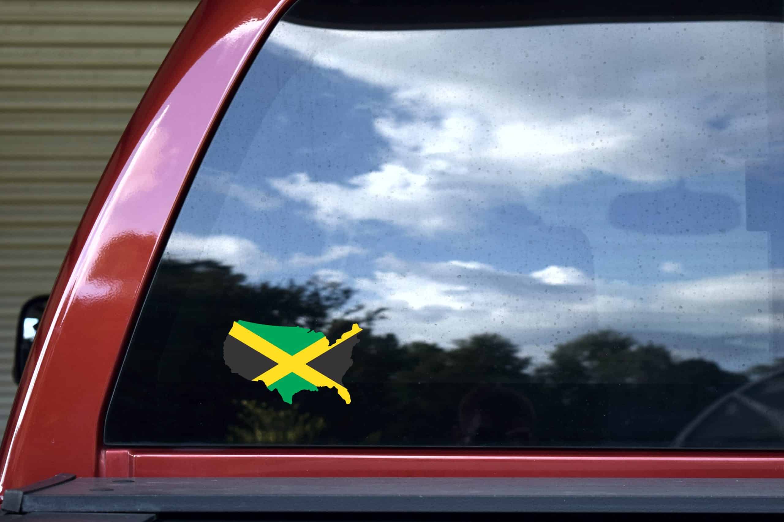 5in x 3in Die Cut USA Jamaica Flag Sticker - Image 5