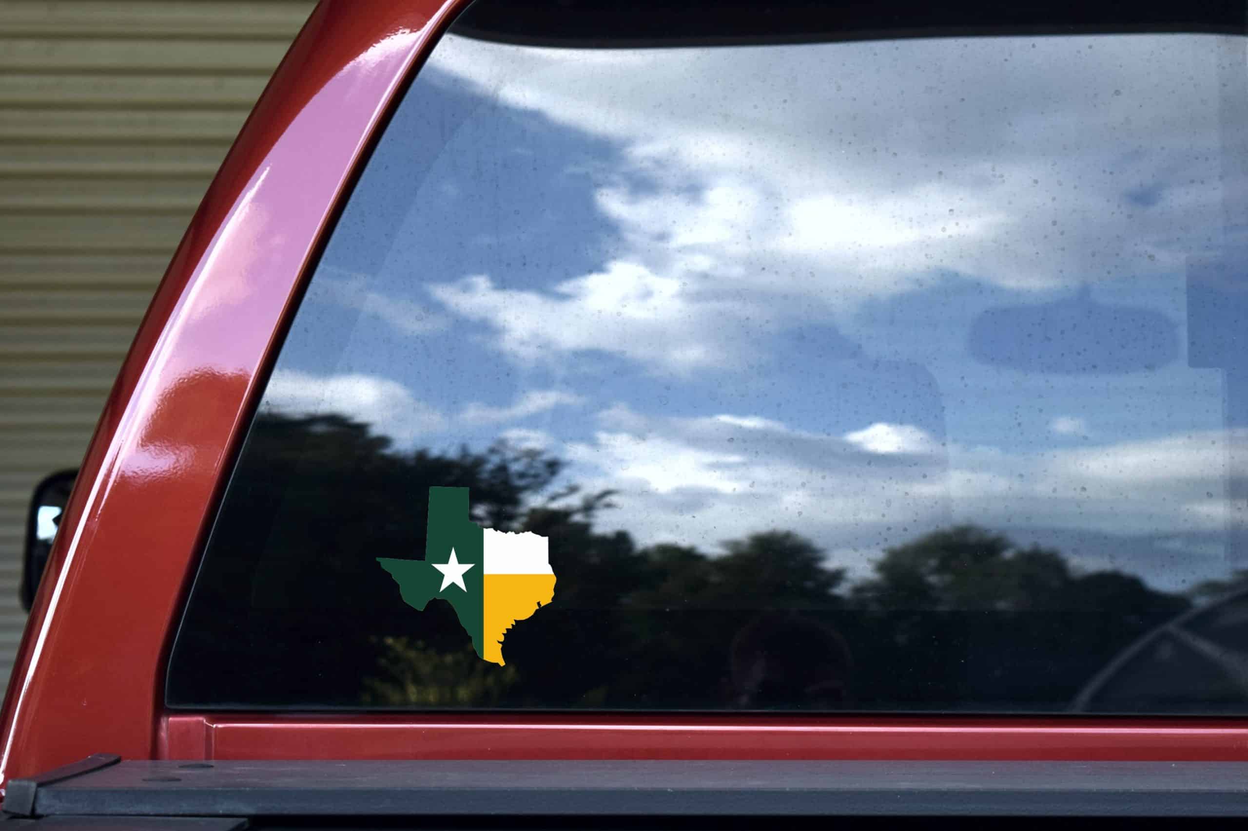 4in x 4in Die Cut Green and Gold Texas Flag Sticker - Image 5