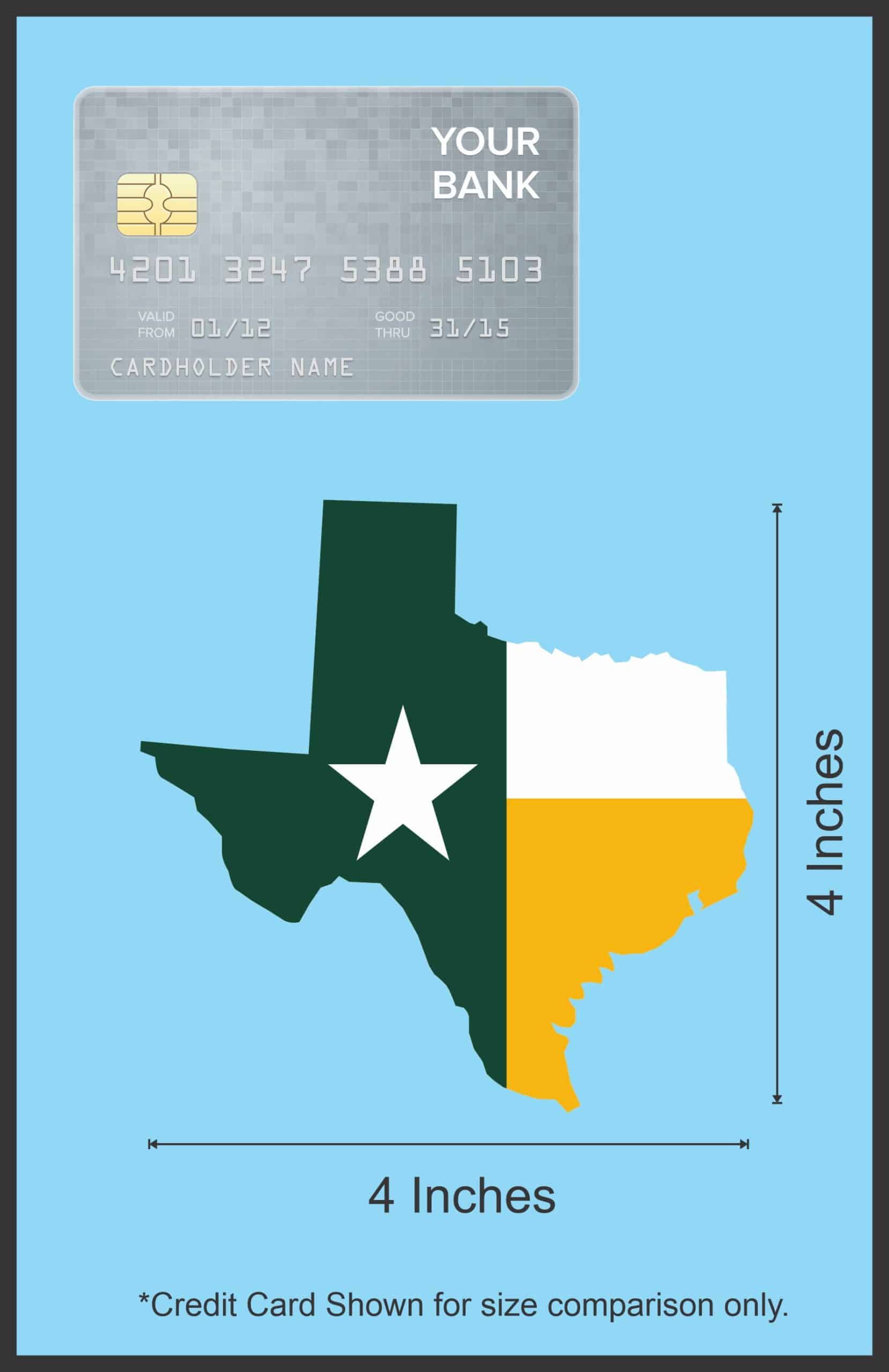 4in x 4in Die Cut Green and Gold Texas Flag Sticker - Image 6