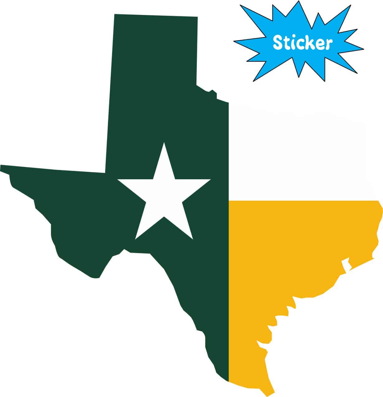 4in x 4in Die Cut Green and Gold Texas Flag Sticker - Image 2