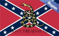 Alternative view of 5in x 3in Gadsden Confederate ReBel Flag Magnet