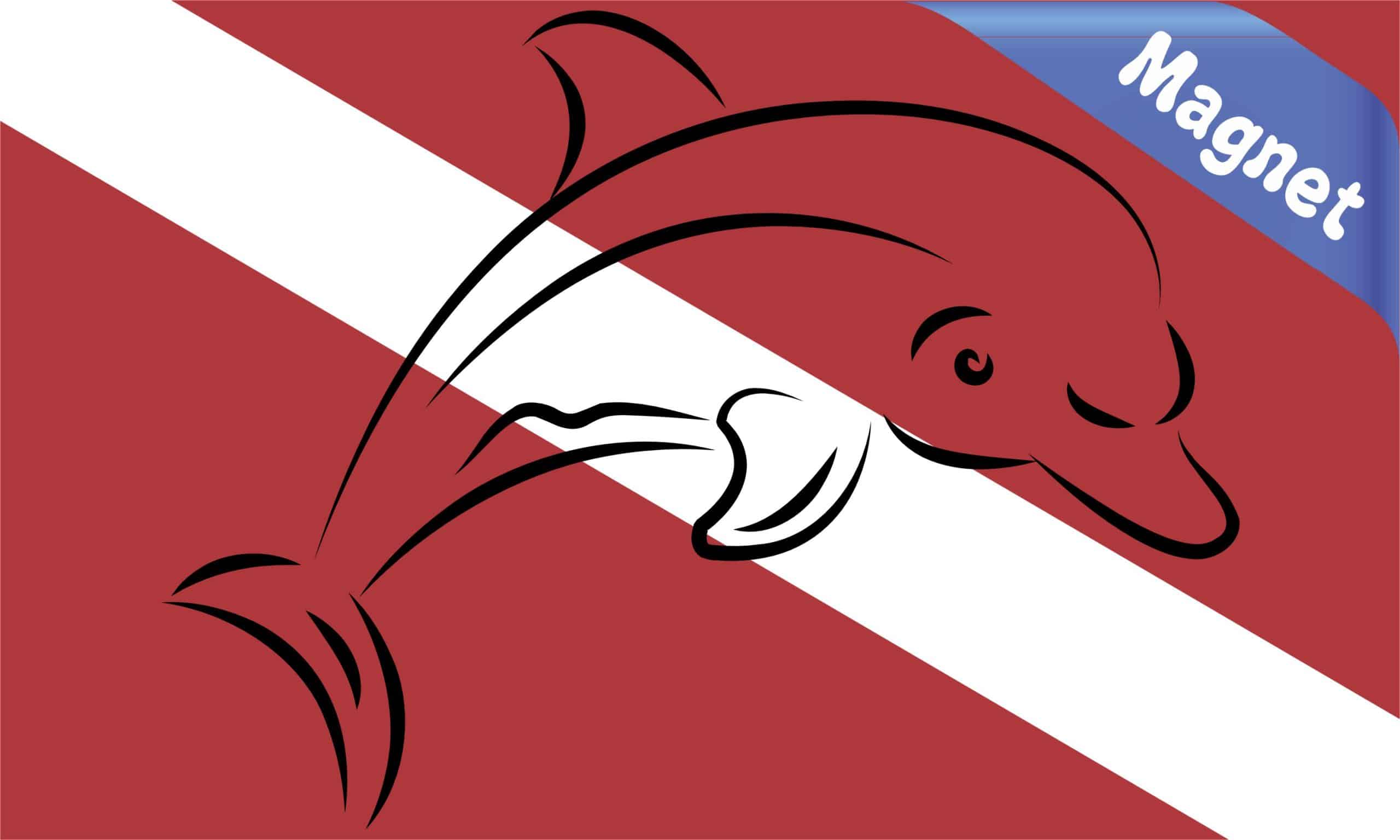 5in x 3in Dolphin Diver Down Flag Magnet - Image 2