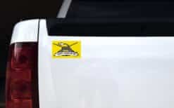 5in x 3in Dont Tread on Me Gadsden Flag w Rifles Bumper Sticker