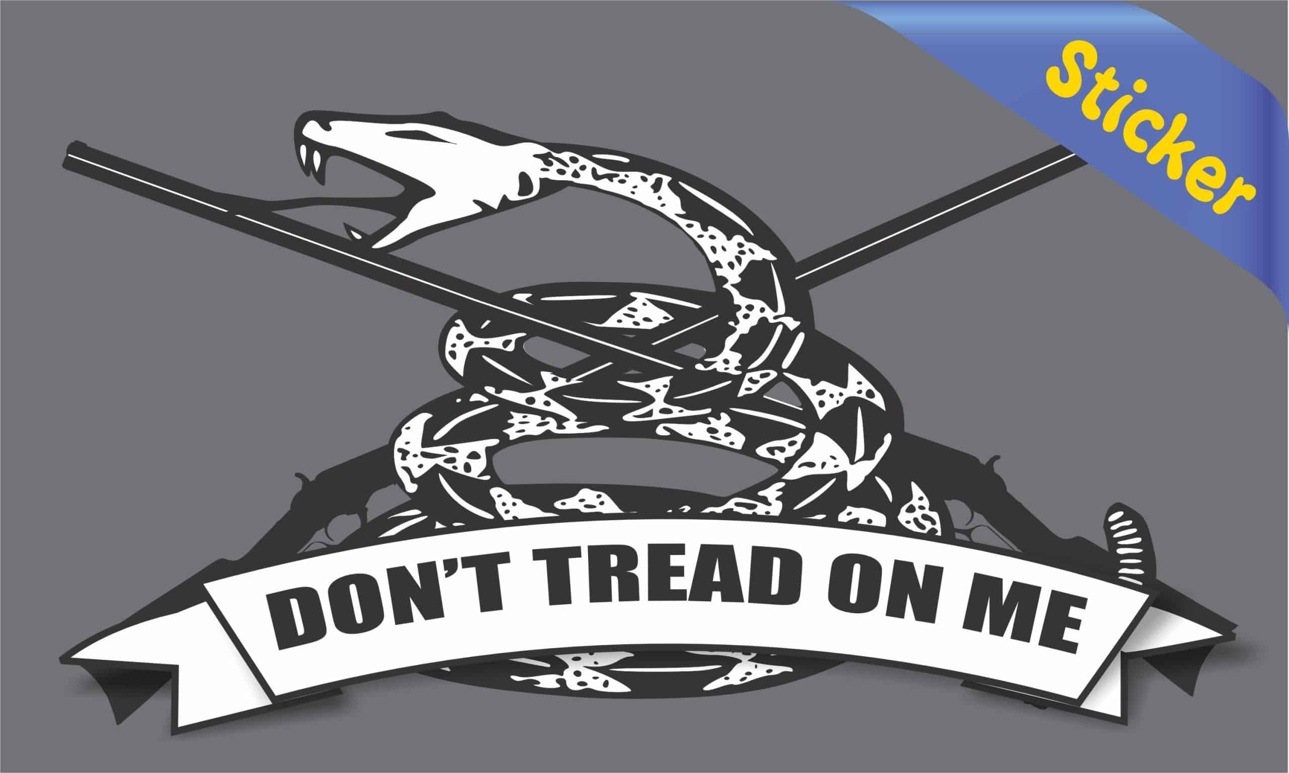 5in x 3in Gray Gadsden Flag Sticker - Image 3