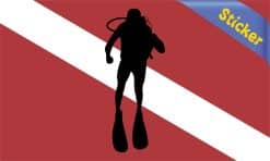 Alternative view of 5in x 3in SCUBA Diver Down Flag Sticker
