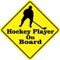 5in x 5in Hockey Player On Board Sticker