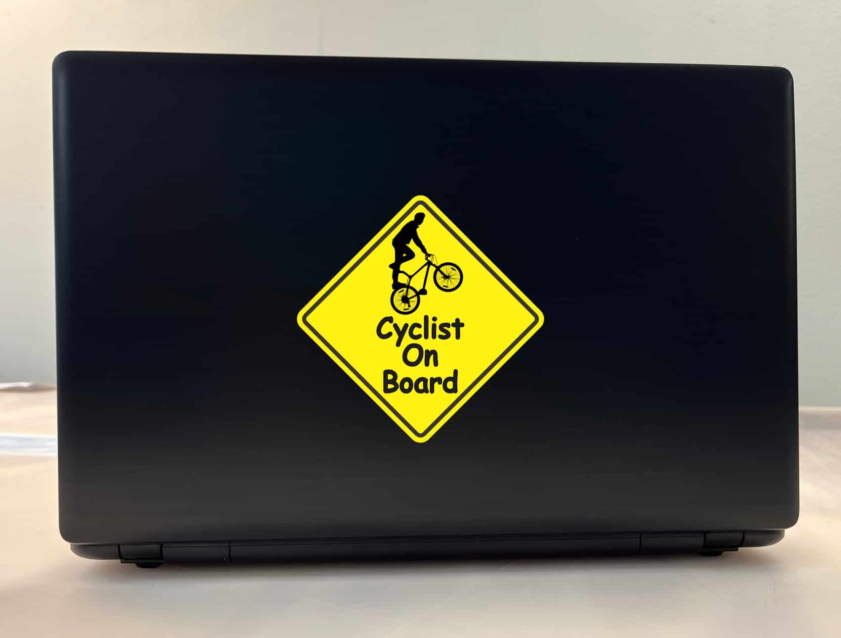 StickerTalk Male Cyclist On Board Vinyl Sticker, 5 inches by 5 inches