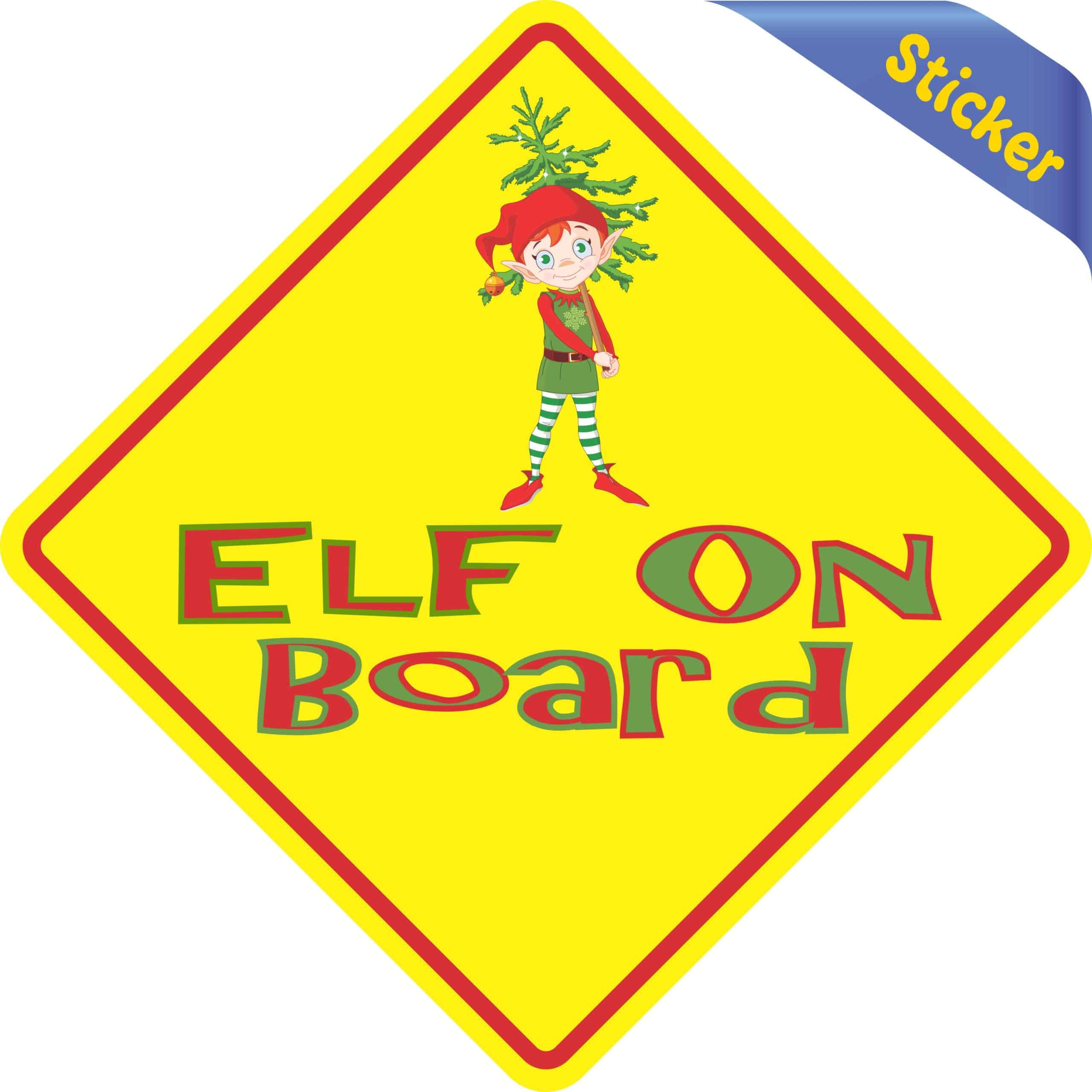 5in x 5in Elf On Board Sticker - Image 3