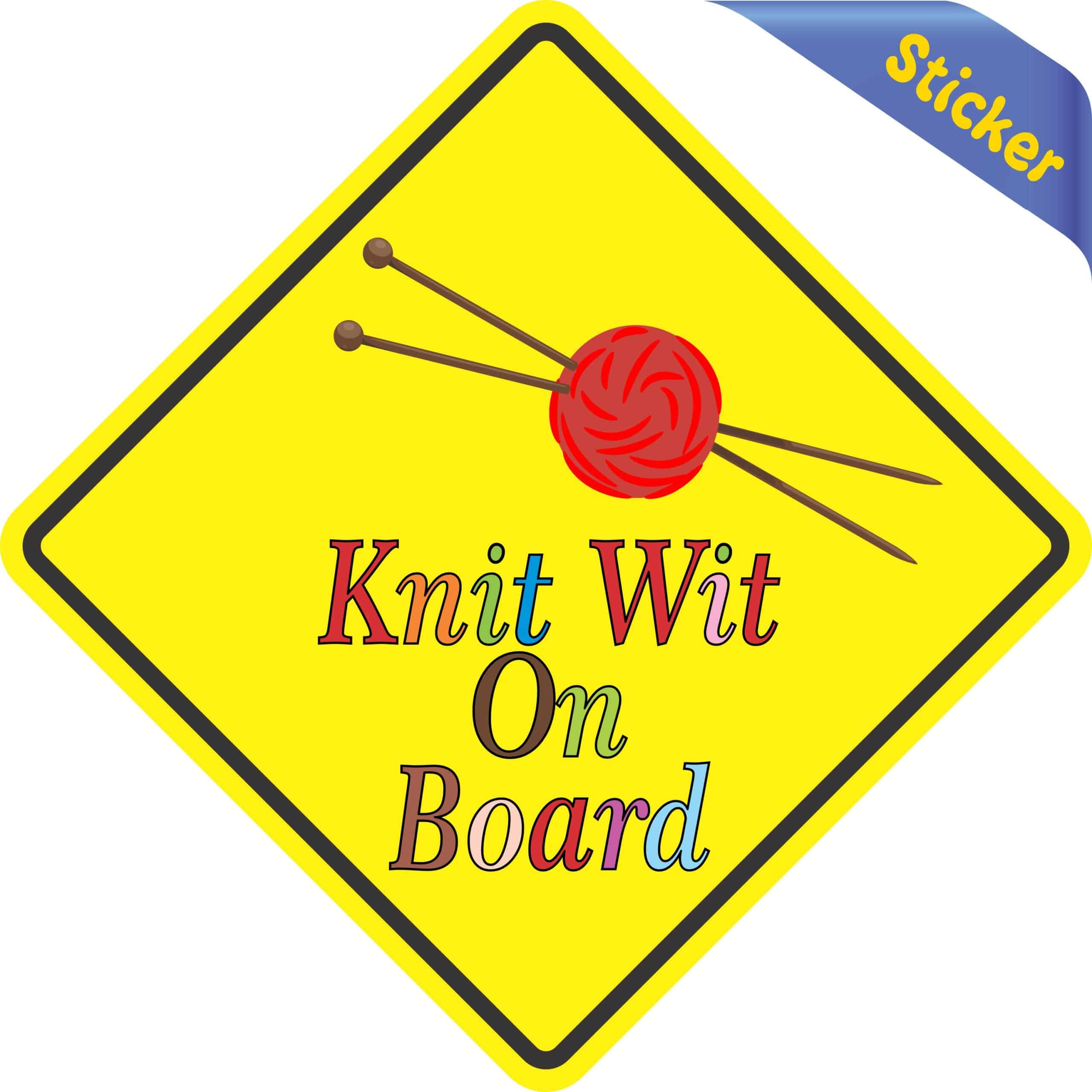 5in x 5in Knit Wit On Board Sticker - Image 3