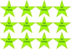 50 Points Green Star Stickers