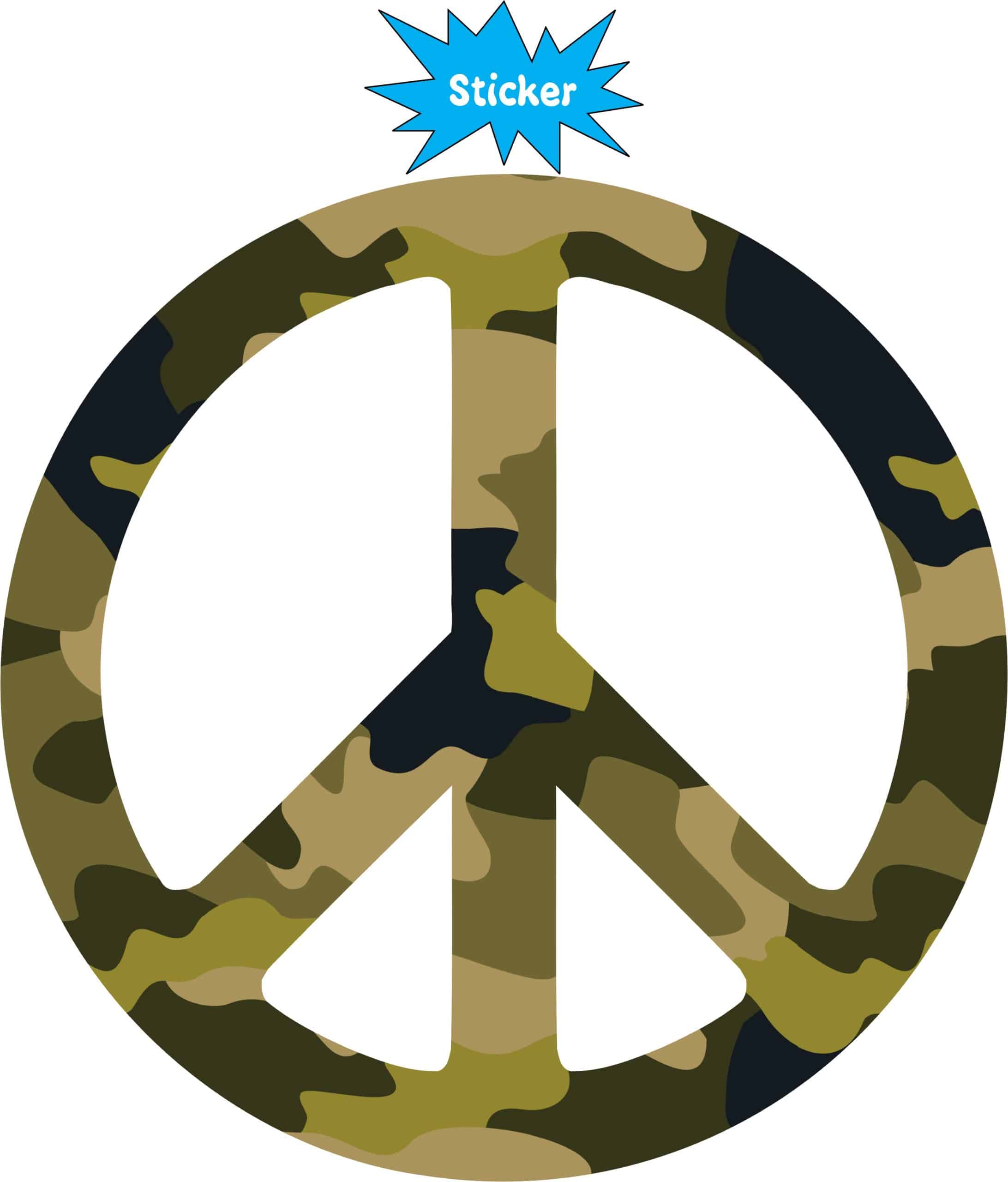 4.5in x 4.5in Camo Peace Symbol Bumper Sticker Vinyl Car Decal Cup Stickers - Image 2