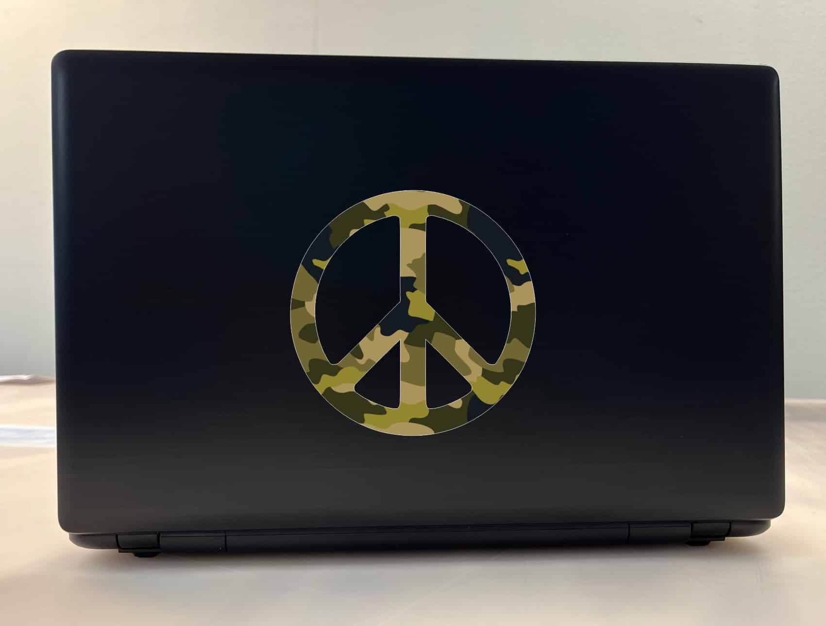4.5in x 4.5in Camo Peace Symbol Bumper Sticker Vinyl Car Decal Cup Stickers - Image 3