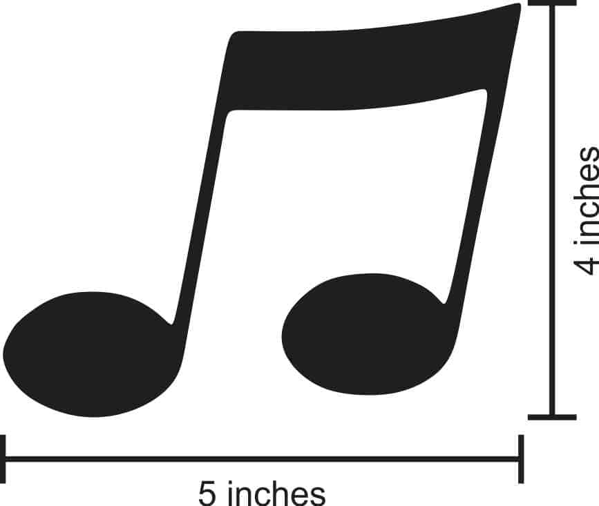 5in x 4in Black Double Eighth Note Sticker