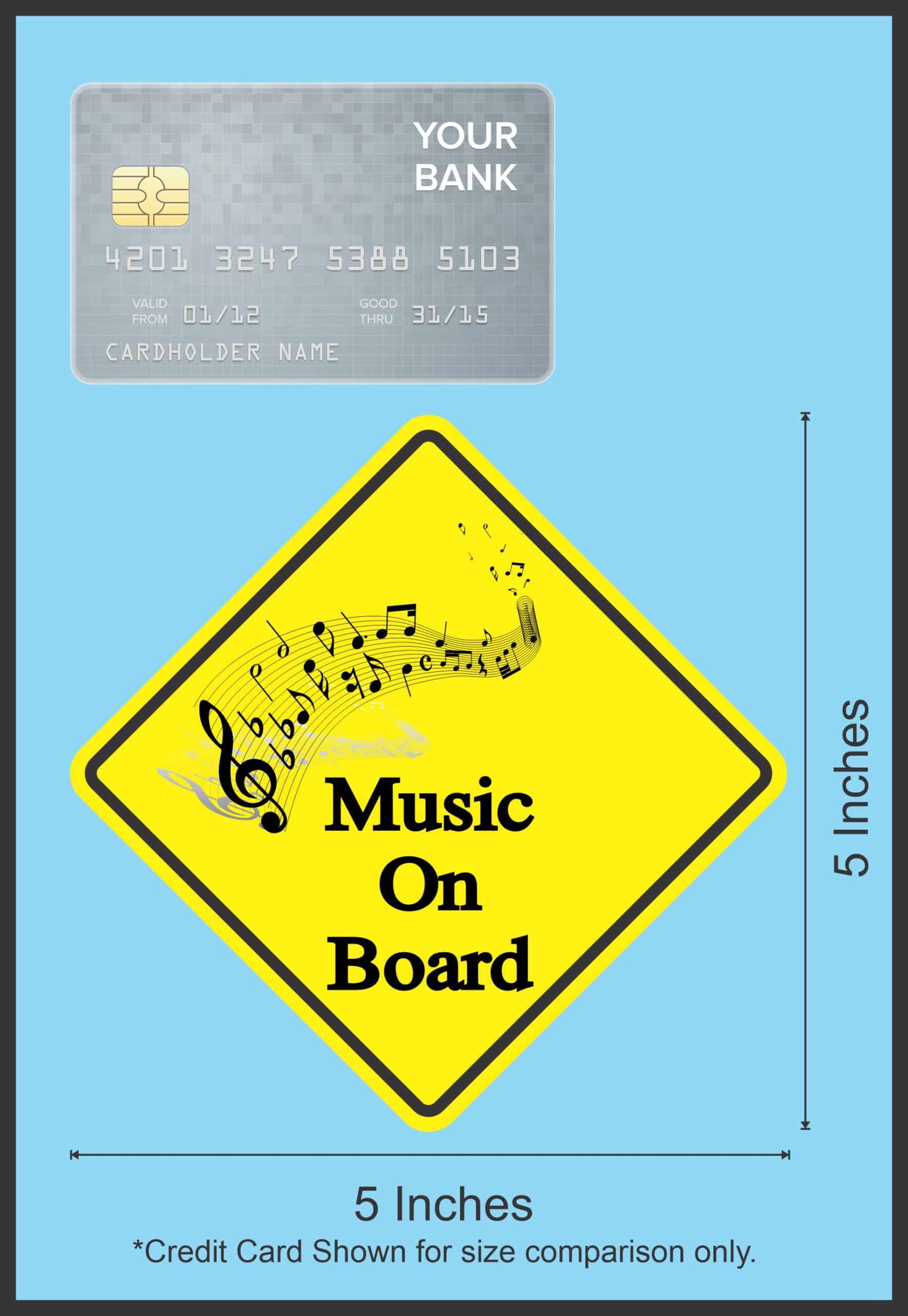 5in x 5in Music On Board Sticker - Image 6