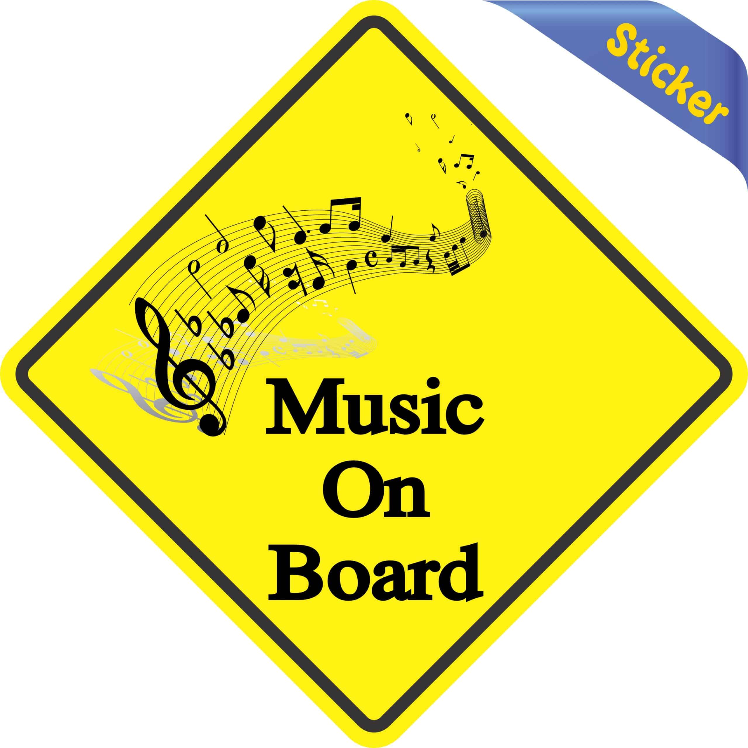 5in x 5in Music On Board Sticker - Image 3