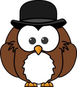 4.5in x 4.5in Owl with Bowler Hat owls Bumper Sticker Decal Car Window Stickers Decals
