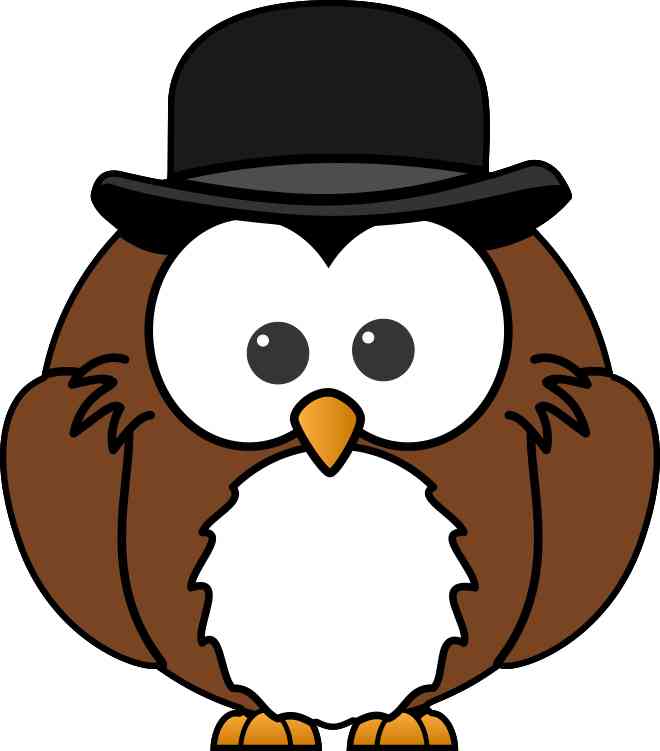 4.5in x 4.5in Owl with Bowler Hat owls Bumper Sticker Decal Car Window Stickers Decals