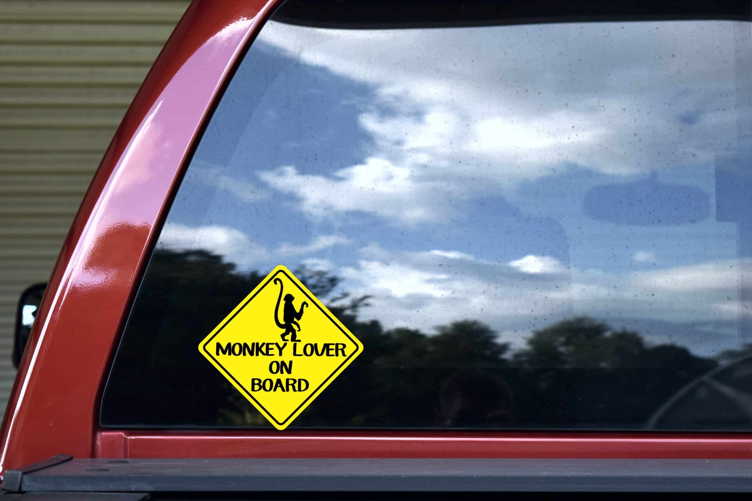6in x 6in Monkey Lover on Board Sticker - Image 5