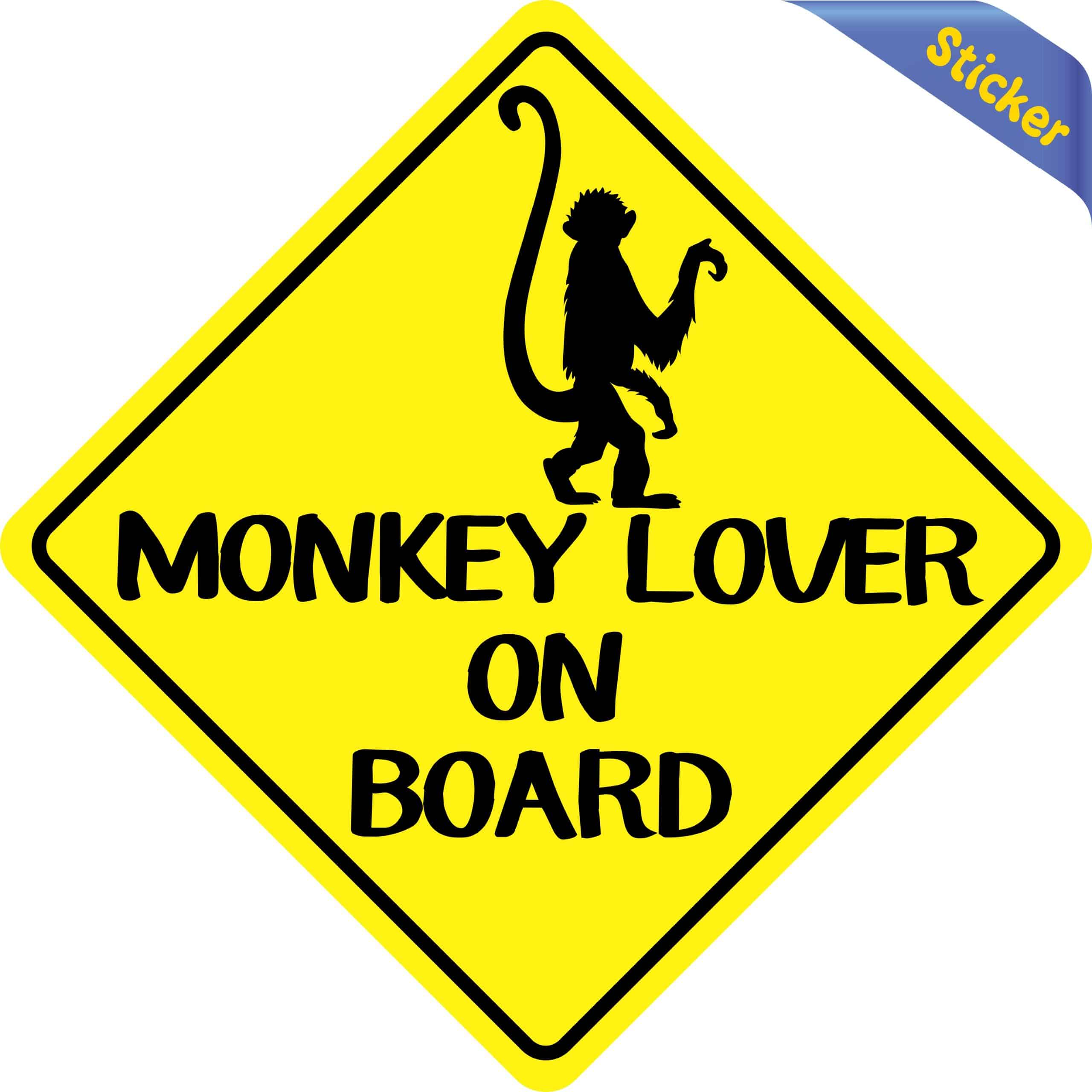 6in x 6in Monkey Lover on Board Sticker - Image 3