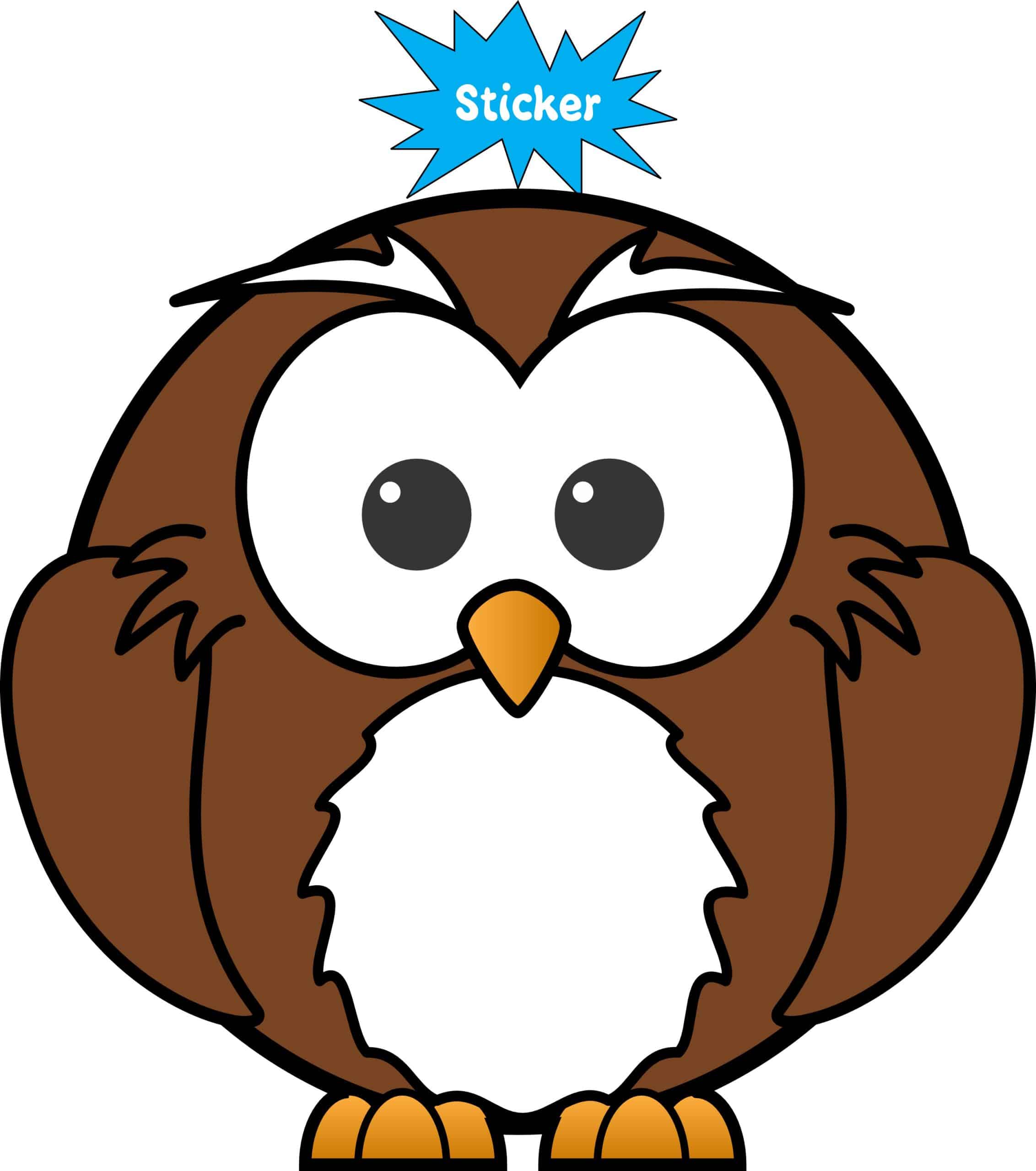 4.5in x 4.25in Die Cut Owl Sticker - Image 2