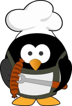 3.25in x 4.75in Chef Grilling Penguin Bumper Sticker Decal Window Stickers Decals