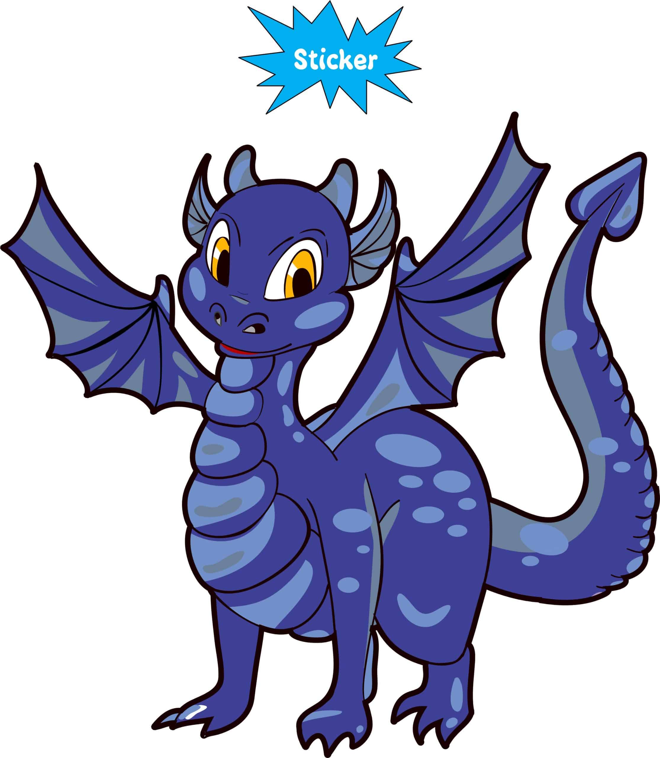 5in x 5in Blue Happy Dragon Dragons Sticker Decal Vinyl Car Window Stickers Decals - Image 2