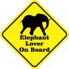 Silhouette Elephant Lover On Board Sticker