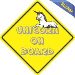 Alternative view of 5in x 5in Unicorn On Board Sticker