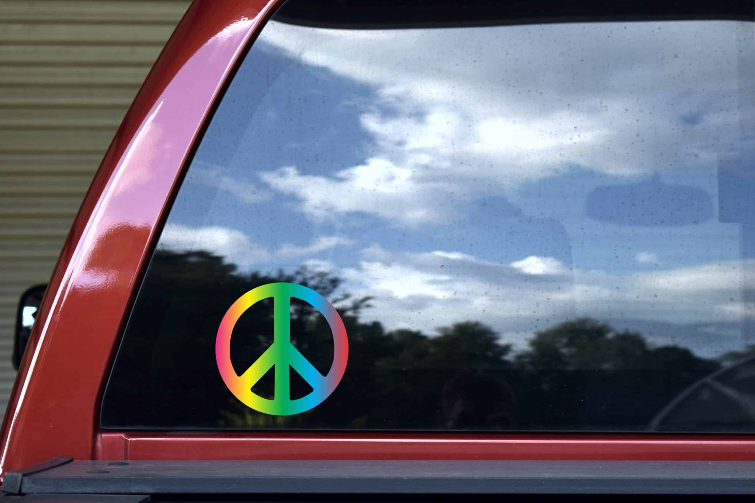 5in x 5in Rainbow Peace Symbol Bumper Sticker Decal Car Window Stickers Decals - Image 5