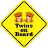 Boy Girl Twins on Board Magnet