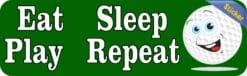 10in x 3in Eat Sleep Play Repeat Golf Bumper Sticker Decal Windo