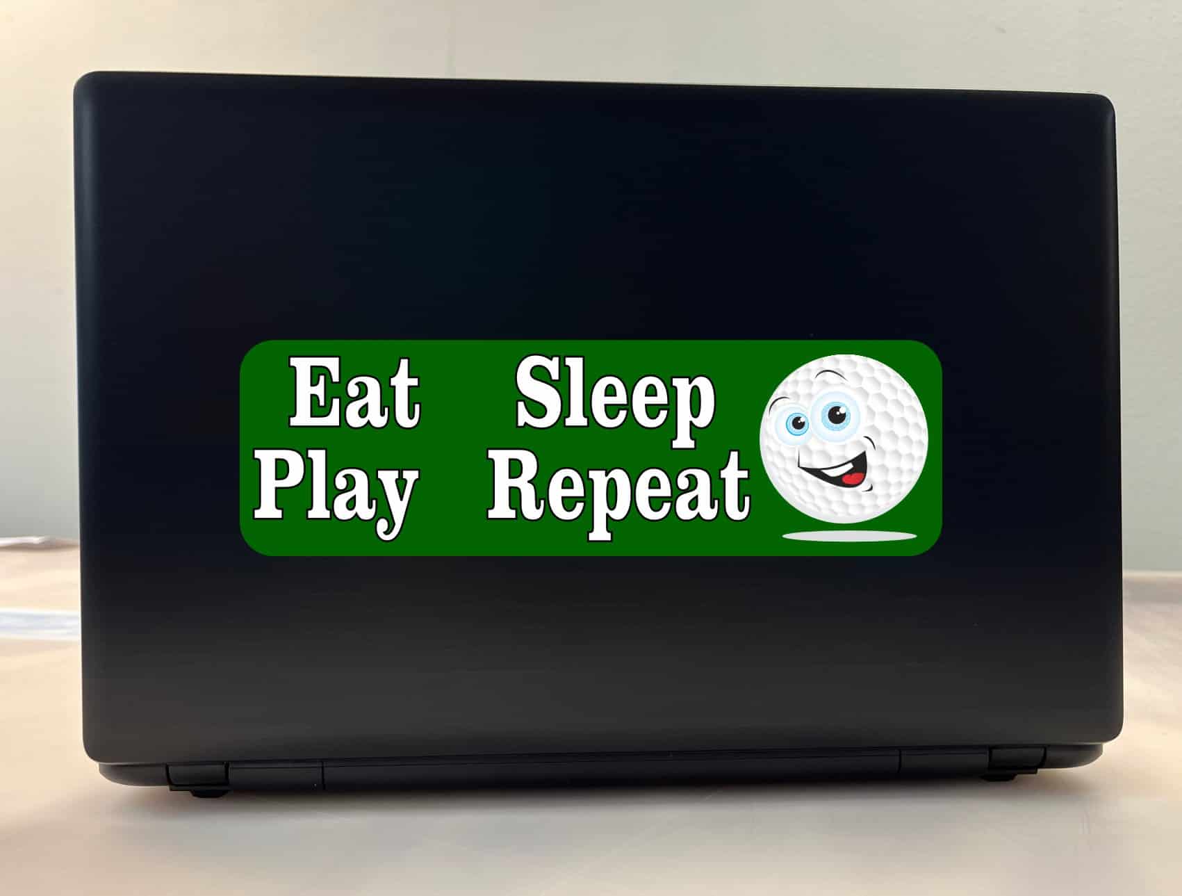 10in x 3in Eat Sleep Play Repeat Golf Bumper Sticker Decal Windo