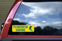 10in x 3in I'd Rather Be Surfing Bumper Sticker Vinyl Car Decal Window Stickers Decals