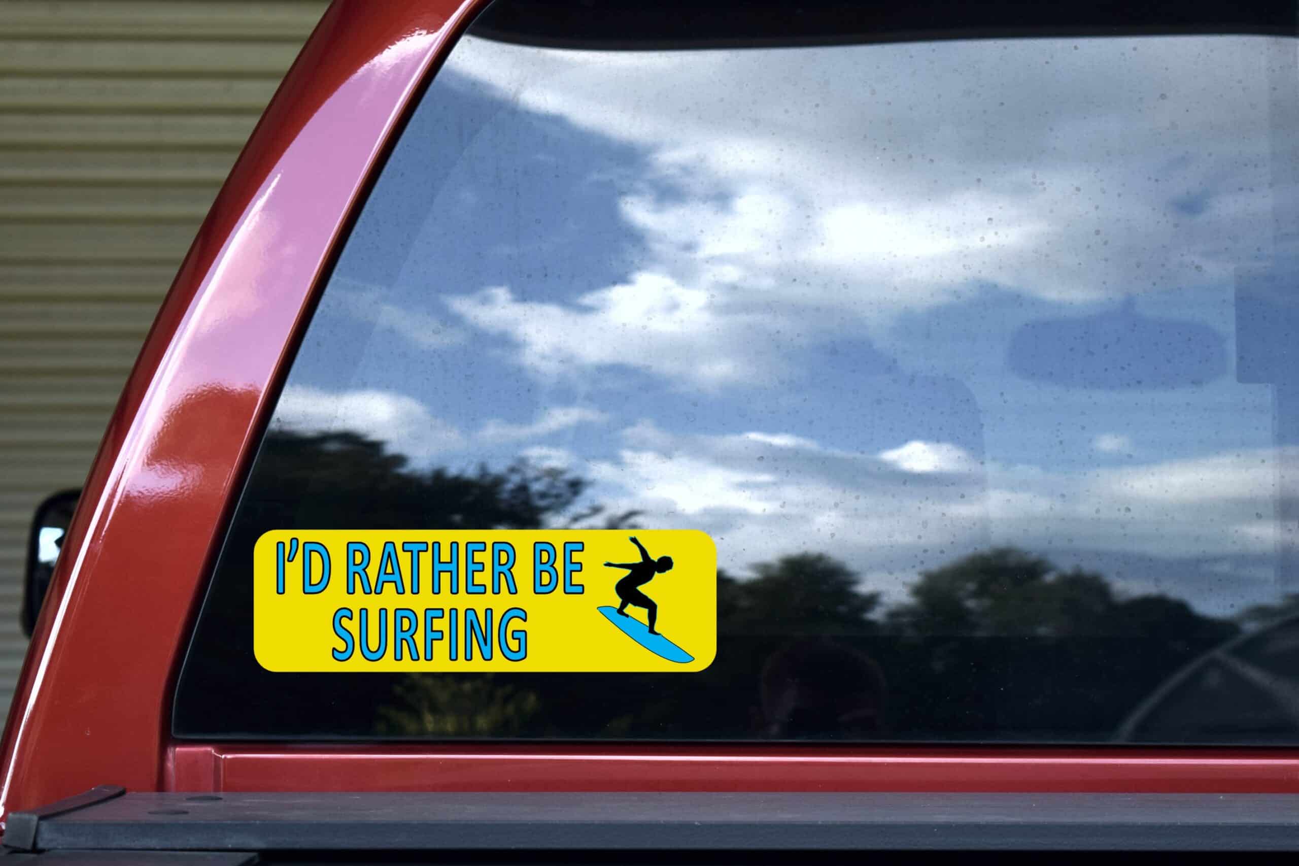 10in x 3in I'd Rather Be Surfing Bumper Sticker Vinyl Car Decal Window Stickers Decals