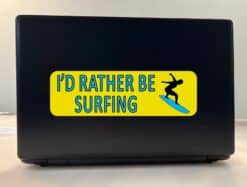 10in x 3in I'd Rather Be Surfing Bumper Sticker Vinyl Car Decal Window Stickers Decals