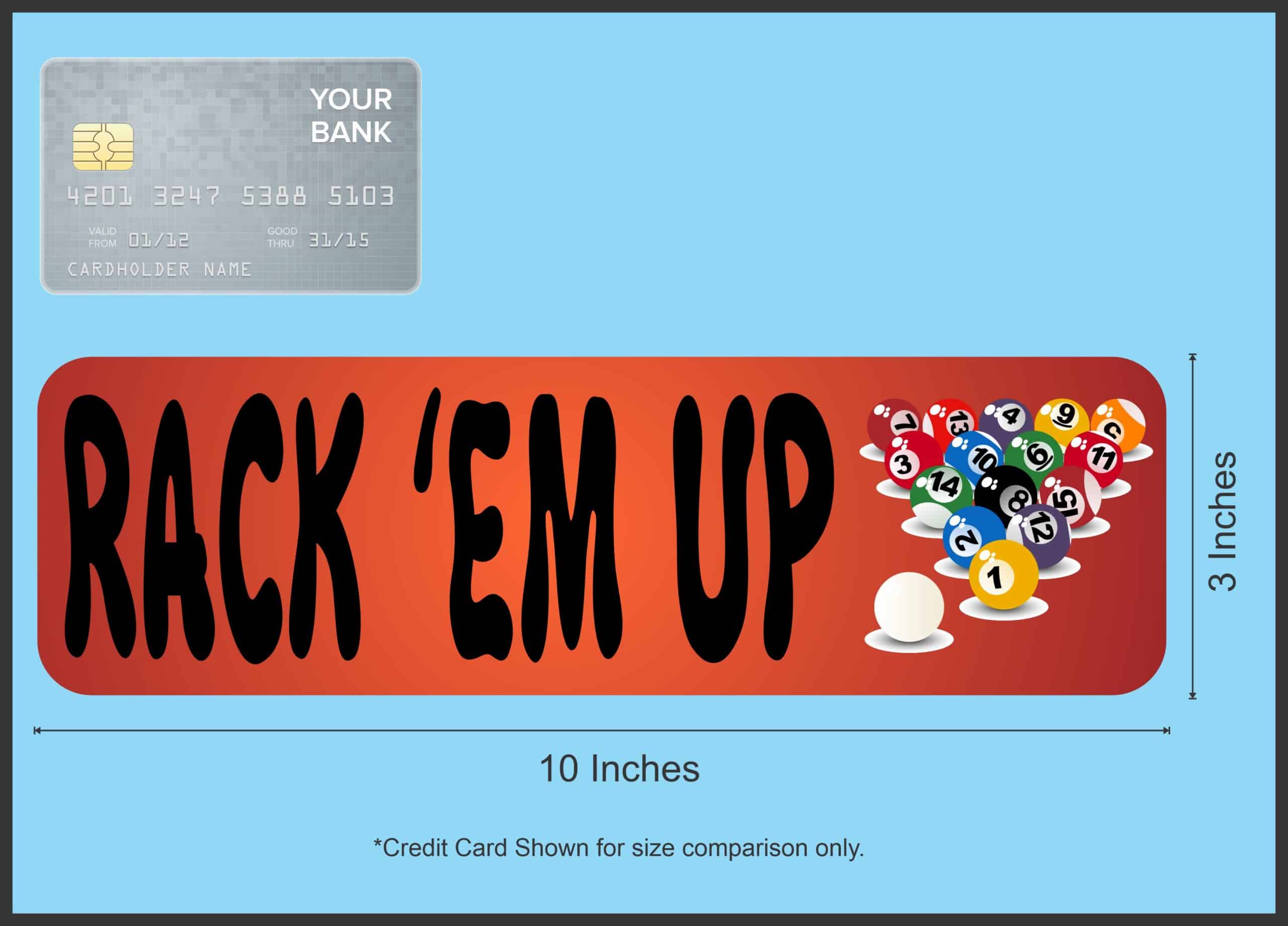 10in x 3in Rack em Up Pool Bumper Sticker Window Decal Stickers Vinyl Car Decals