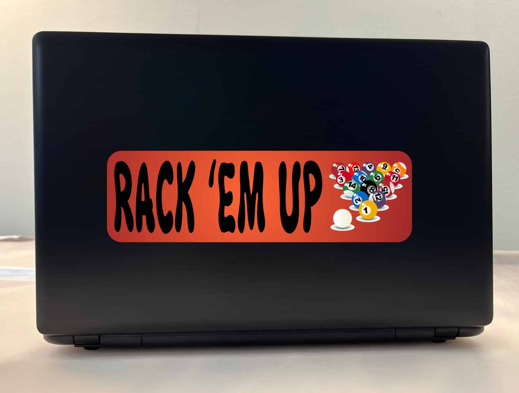 10in x 3in Rack em Up Pool Bumper Sticker Window Decal Stickers Vinyl Car Decals