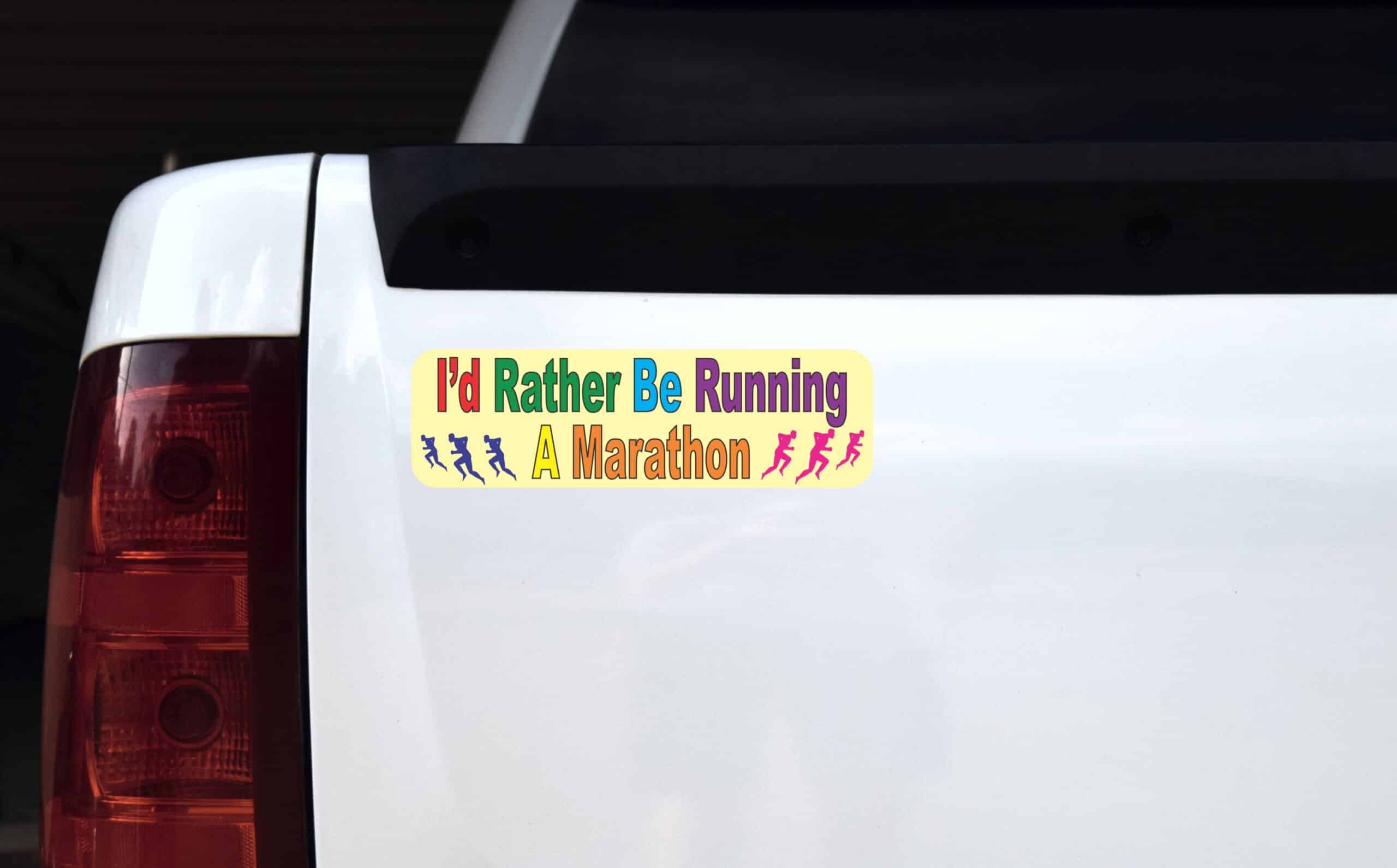 10in x 3in Running a Marathon Bumper Sticker Window Decal Stickers Vinyl Car Decals