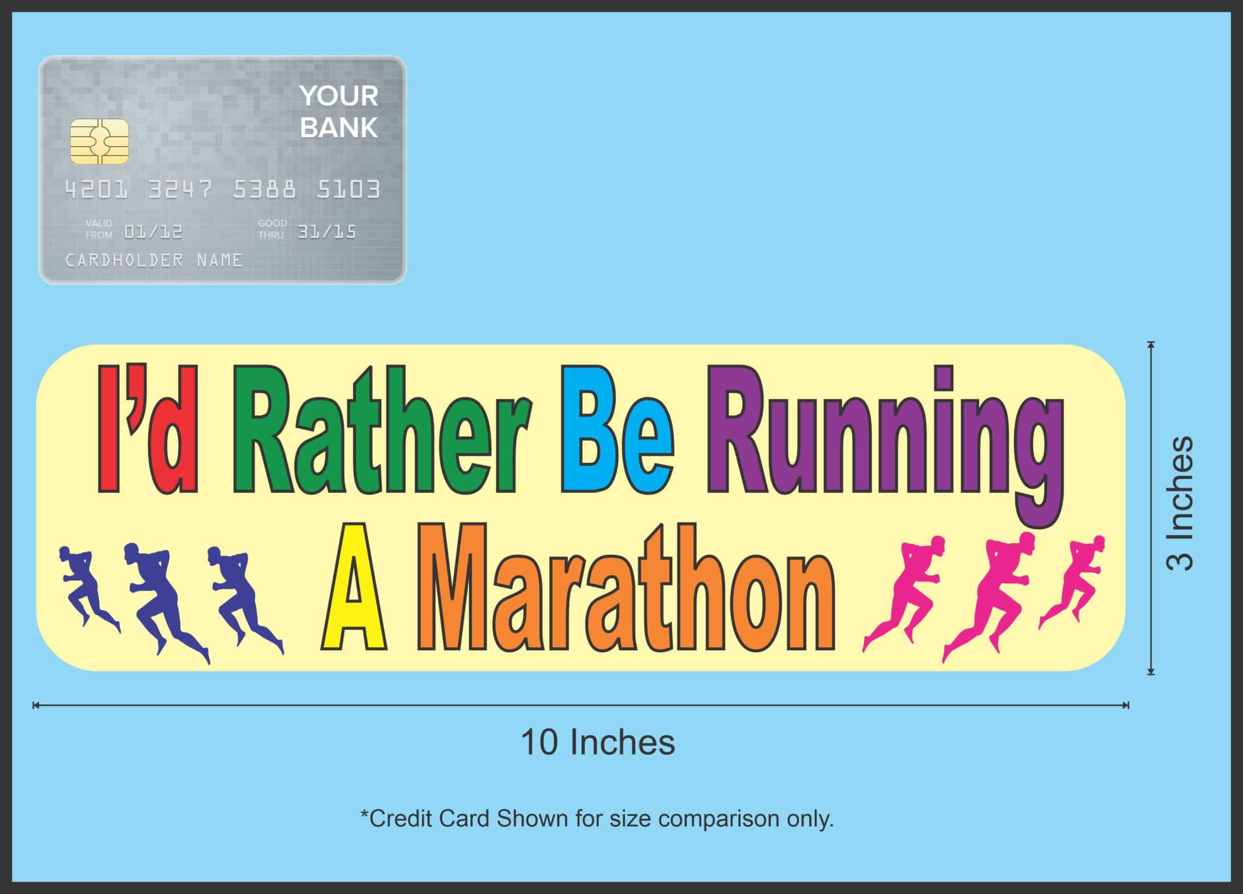 10in x 3in Running a Marathon Bumper Sticker Window Decal Stickers Vinyl Car Decals