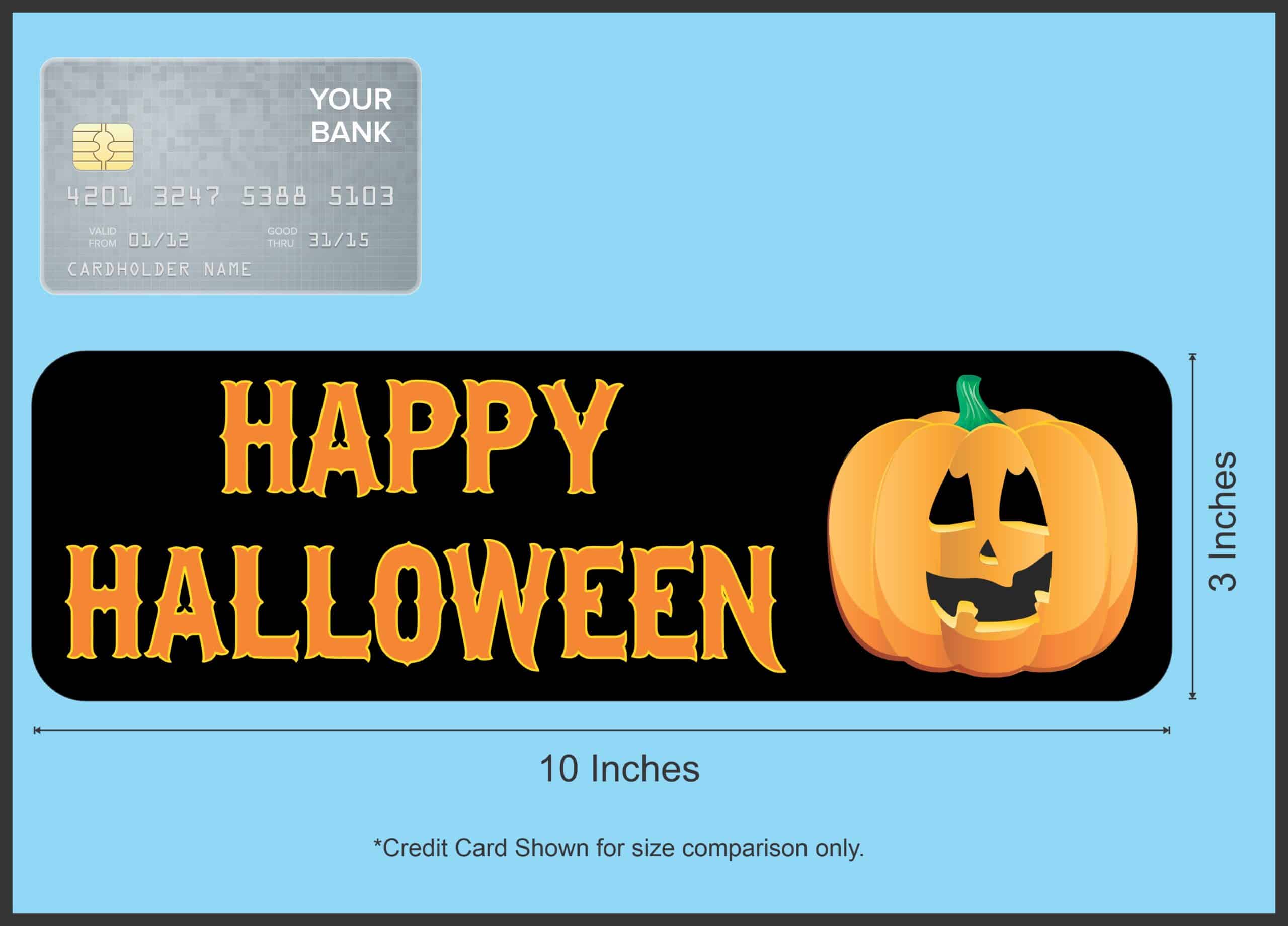 10in x 3in Happy Halloween Pumpkin Bumper Sticker