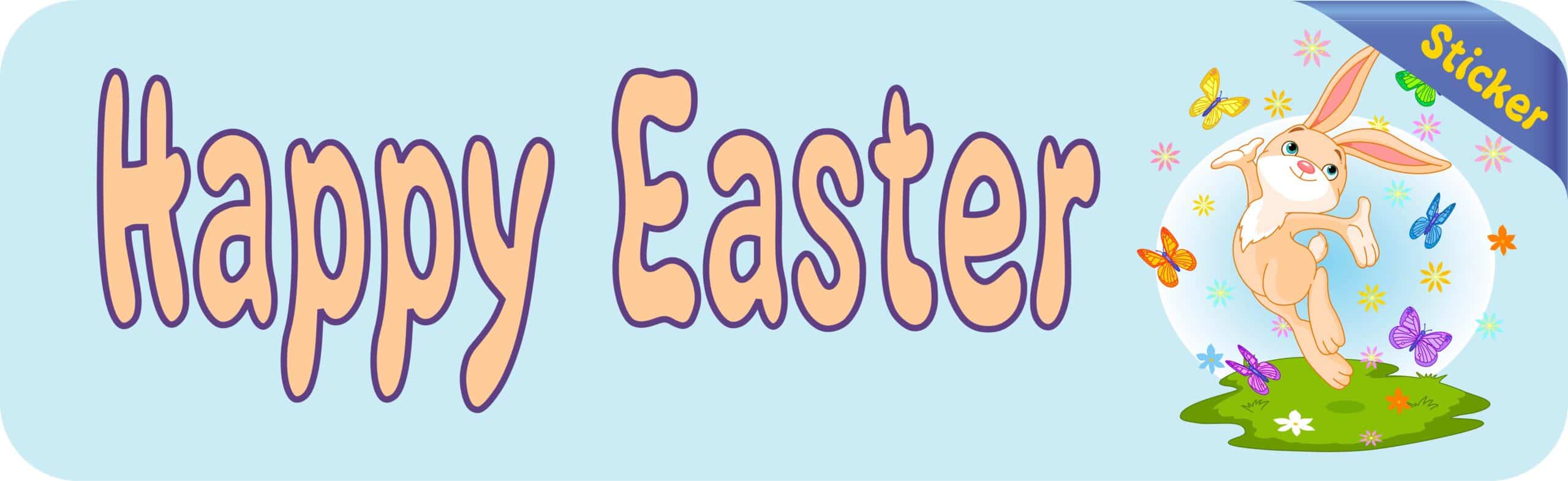10in x 3in Happy Easter Vinyl Bumper Sticker Decal Car Window Stickers Decals