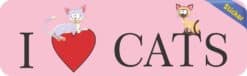 10in x 3in I Love Cats Bumper Sticker Cats Car Window Stickers Decal Vinyl Decals
