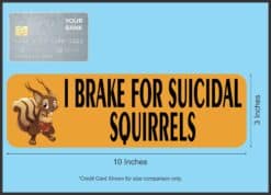 10in x 3in I Brake For Suicidal Squirrels Bumper Sticker Vinyl Window Decal