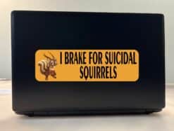 10in x 3in I Brake For Suicidal Squirrels Bumper Sticker Vinyl Window Decal